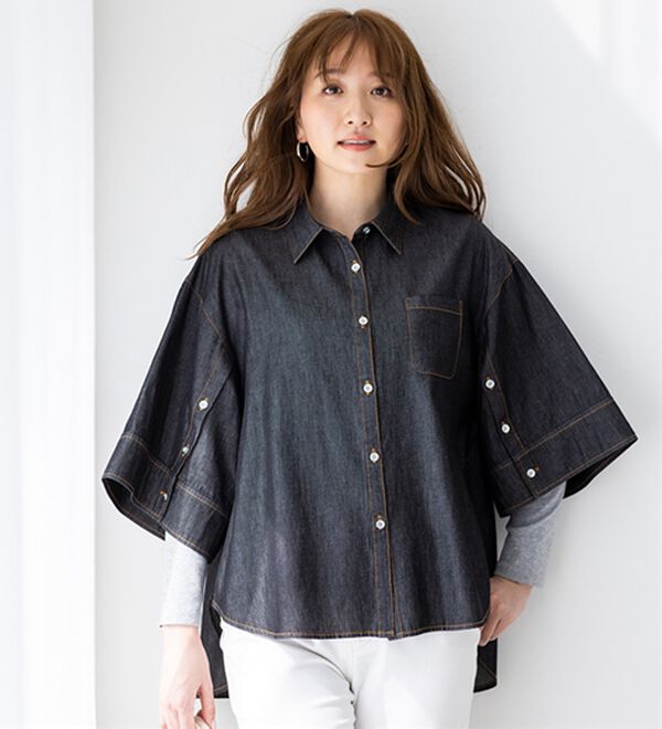 BELLUNA（ベルーナ）の「春の重ね着を楽しむ♪ボタンデザインデニムジャケット（その他ジャケット）」｜詳細画像