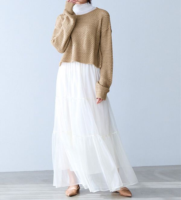 RANAN（ラナン）の「綿１００％メッシュ編ニットプルオーバー（ニット・セーター）」｜詳細画像