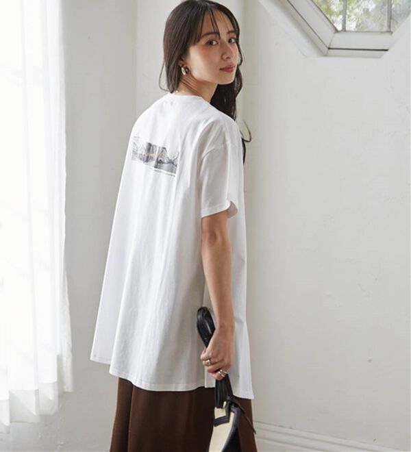 RANAN（ラナン）の「【ひんやり】ロゴプリントチュニックTシャツ（Tシャツ）」｜詳細画像