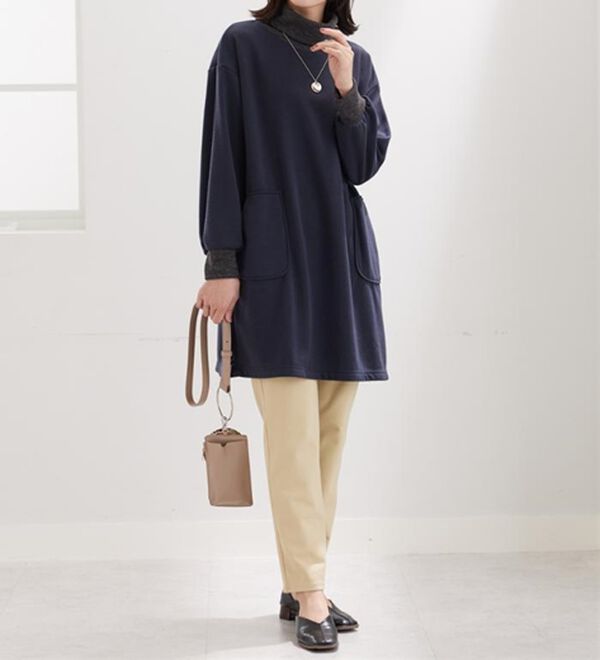 BELLUNA（ベルーナ）の「オフタートルネック配色リブ切替チュニック（チュニック）」｜詳細画像