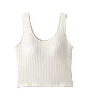 YU'NOW（ユナウ）の「カップ付クロップドタンクトップ（ブラトップ・カップ付きインナー）」｜オフホワイト