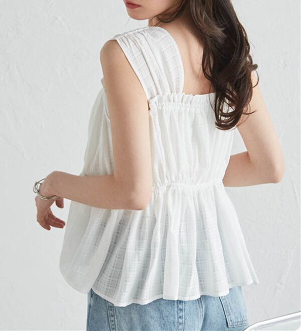 RANAN（ラナン）の「フロントリボンギャザーノースリブラウス（ブラウス）」｜詳細画像