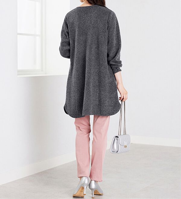 BELLUNA（ベルーナ）の「袖パールボタン付ツイード調ワンピース（チュニック）」｜詳細画像