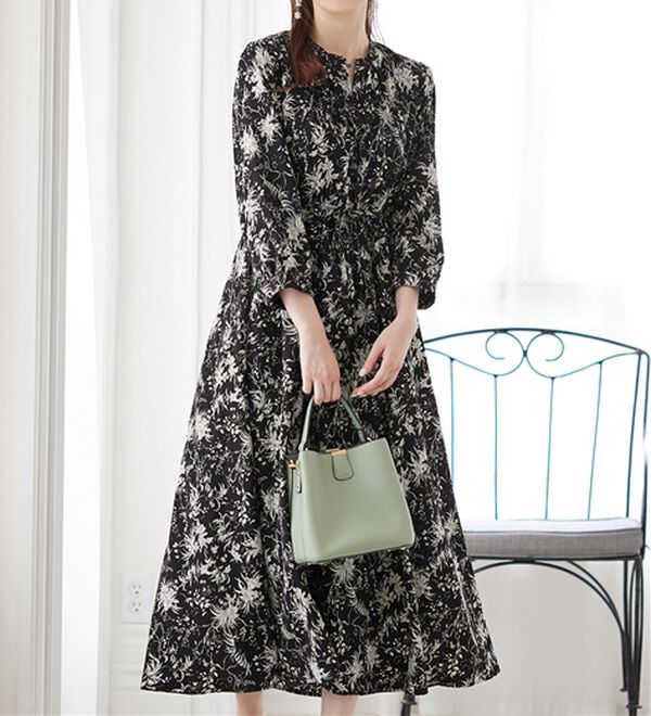 alotta（アロッタ）の「柄アソートギャザーデザインワンピース（その他ワンピース）」｜詳細画像