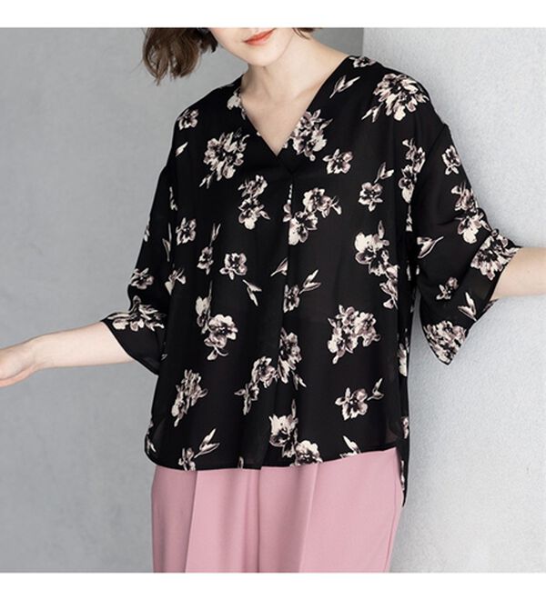 GeeRA（ジーラ）の「花柄フレアースリーブブラウス（ブラウス）」｜詳細画像