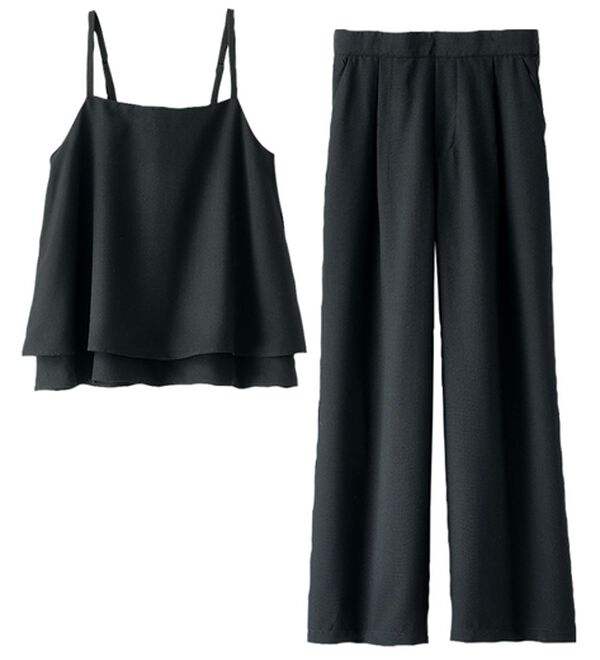 BELLUNA（ベルーナ）の「サラリ麻調素材ビスチェセットアップ（セットアップ）」｜黒