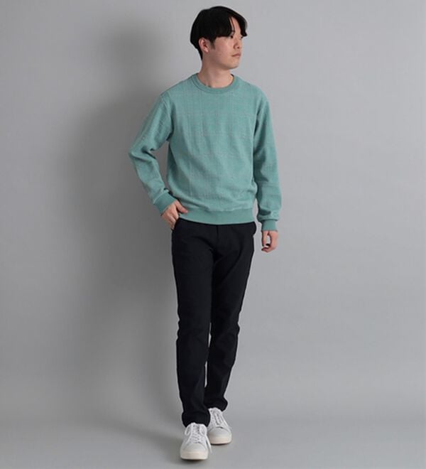 「＜コムルヴァン・オム＞チェック柄ふくれジャカードトレーナー（メンズトレーナー）」｜詳細画像