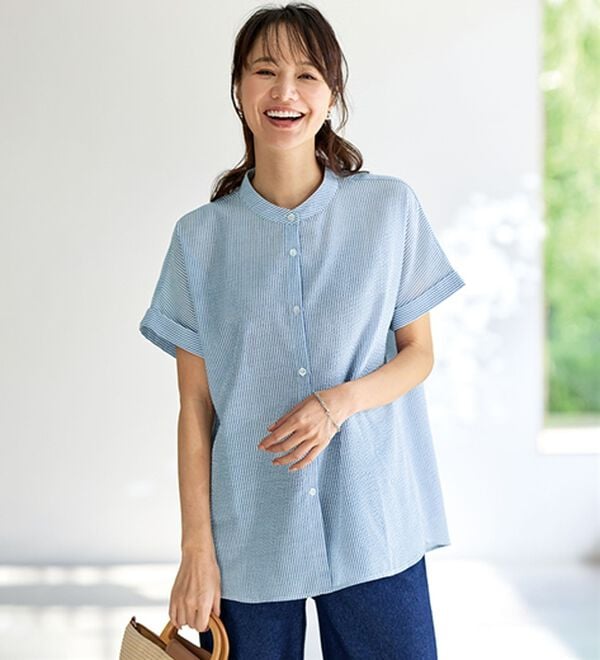 BELLUNA（ベルーナ）の「さらっと爽快！ポコポコサッカーブラウス（ブラウス）」｜詳細画像