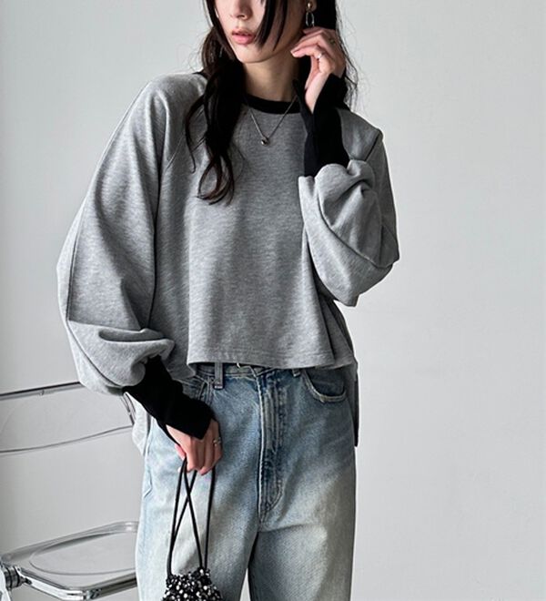 GeeRA（ジーラ）の「配色裏毛スウェットセットアップワンピース（カットソーワンピース）」｜詳細画像