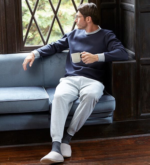 「＜シンプル＆プラス＞裏起毛スウェット上下セット（メンズルームウェア）」｜詳細画像
