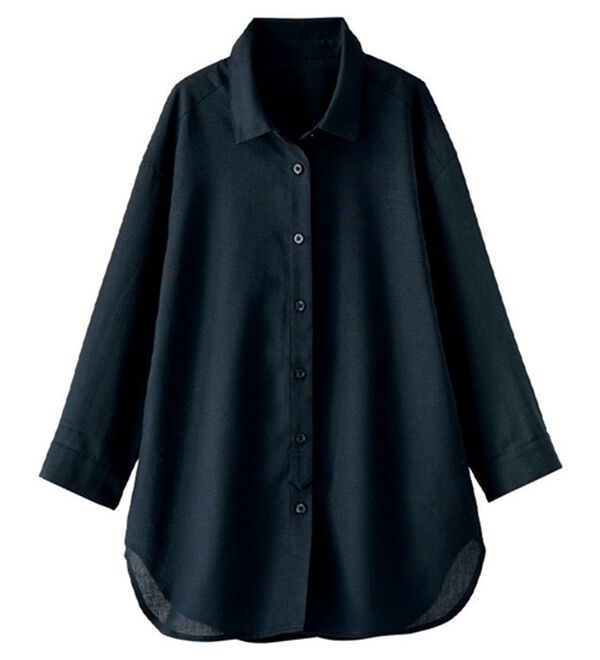 BELLUNA（ベルーナ）の「Ｓｍａｒｔ　Ｌｉｎｅｎ　ブレンドシャツ（シャツ）」｜ネイビー