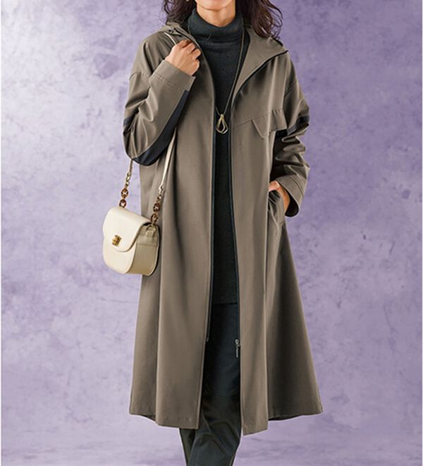 BELLUNA（ベルーナ）の「メモリー調素材配色切替デザインコート（ロングコート）」｜詳細画像