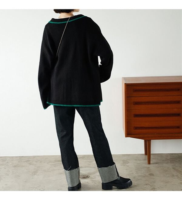 GeeRA（ジーラ）の「配色衿付ニットカーディガン（ニットカーディガン）」｜詳細画像