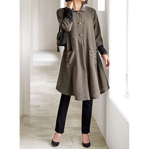 BELLUNA（ベルーナ）の「ウール混ガーゼ素材フレアーワンピースチュニック（チュニックワンピース）」｜詳細画像