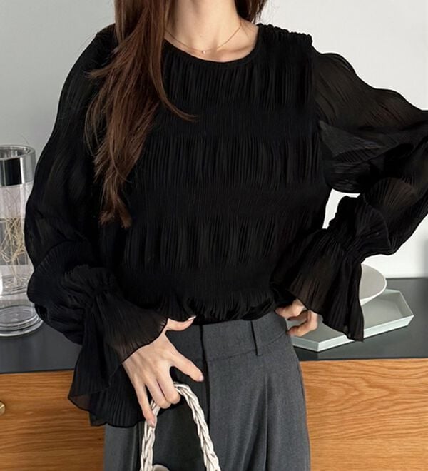 GeeRA（ジーラ）の「シアーシャーリングキャンディー袖ブラウス（ブラウス）」｜詳細画像