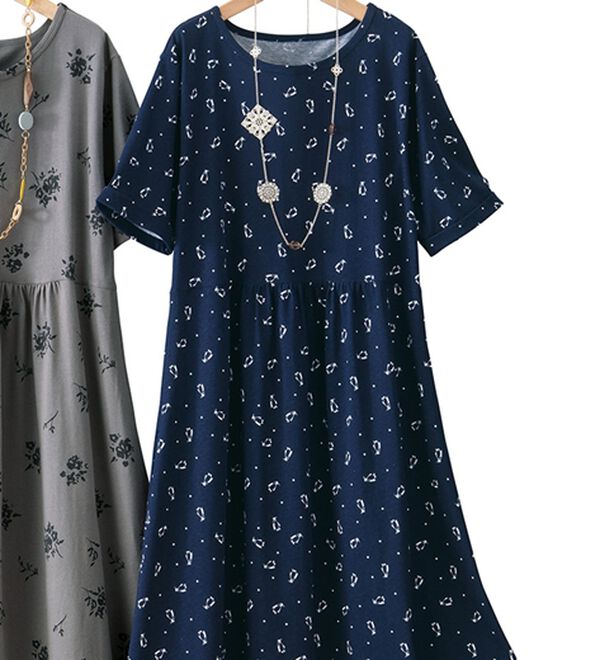 ルフラン（ルフラン）の「お出かけにも便利！選べるロングワンピース（ロングワンピース）」｜ネイビー系ペンギン