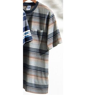 「＜ハンテン＞マルチボーダーＴシャツ（メンズＴシャツ）」｜グレー