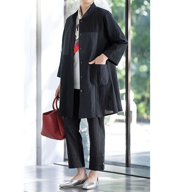 ルフラン（ルフラン）の「日本製　久留米織綿１００％切替ブラウス（ブラウス）」｜詳細画像