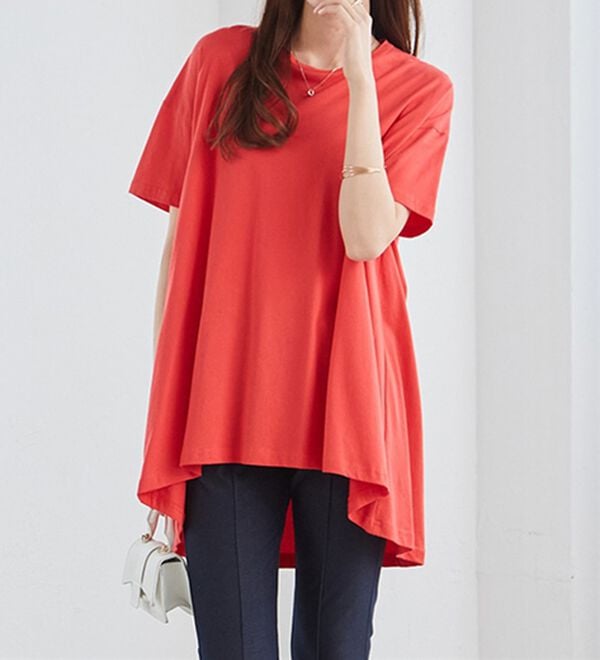 RANAN（ラナン）の「＜ＢＣ＞綿１００％ひんやりフレアーシルエットチュニック（カットソー）」｜詳細画像