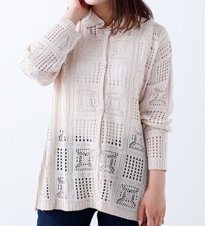 BELLUNA（ベルーナ）の「クロシェ風カーディガン（ニットカーディガン）」｜アイボリー