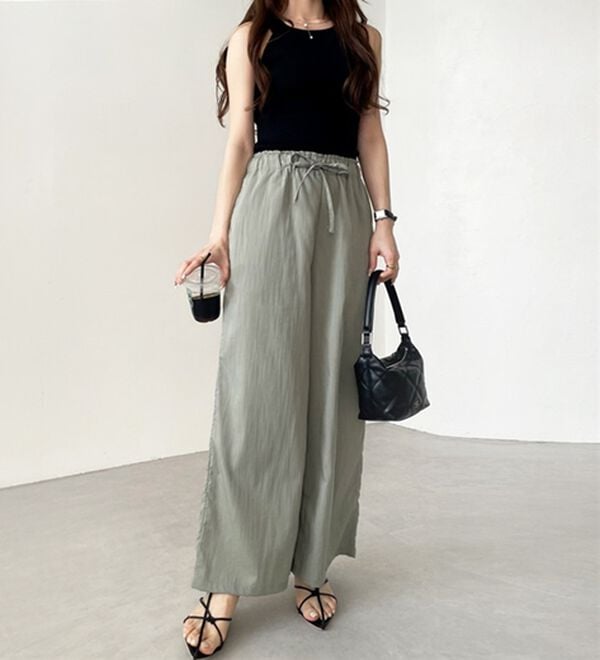 GeeRA（ジーラ）の「冷感リネン風イージーワイドパンツ（ワイドパンツ・ガウチョ）」｜詳細画像