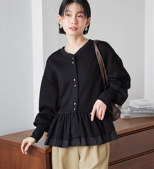 RANAN（ラナン）の「フリルぺプラムショートカーデ（パーカー）」｜詳細画像