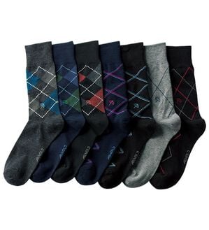 「【７足組】＜アーノルドパーマー＞チェック柄バリエーションソックス（メンズ靴下・タイツ）」｜7足組