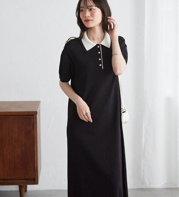 RANAN（ラナン）の「ダブルカラーポロニットワンピース（その他ワンピース）」｜詳細画像