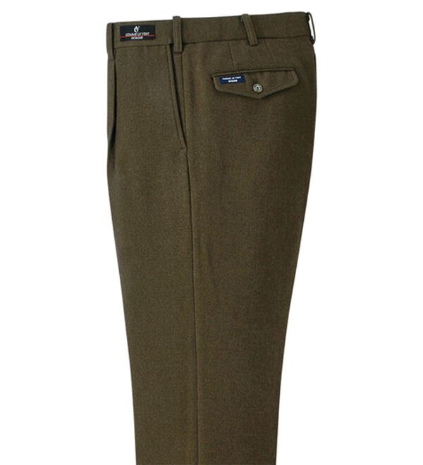 「＜コムルヴァン・オム＞ラクしてすっきり暖かスラックス（メンズスラックス）」｜カーキ