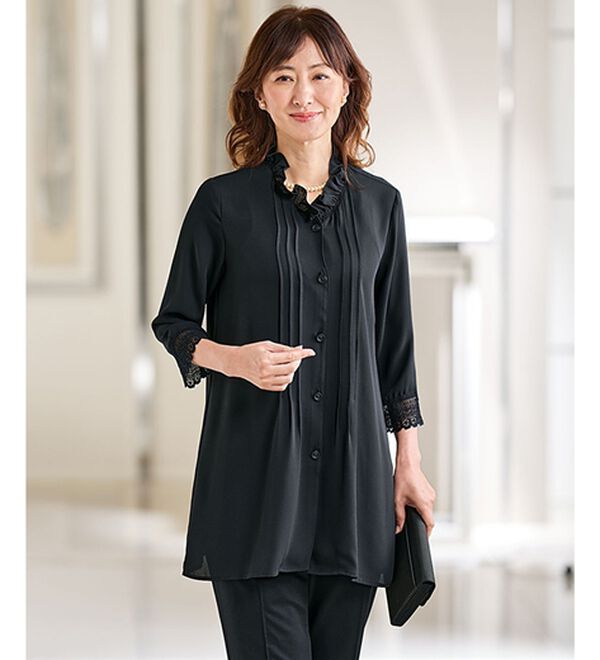 BELLUNA（ベルーナ）の「【２枚組】ジョーゼット素材デザインチュニック（チュニック）」｜詳細画像