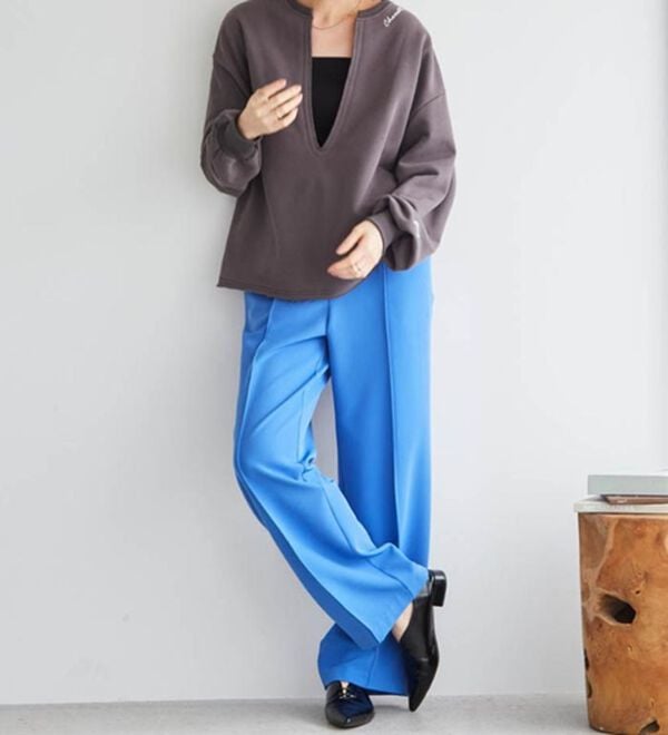 RANAN（ラナン）の「裏起毛美脚シルエットピンタックワイドパンツ（フルレングスパンツ）」｜詳細画像