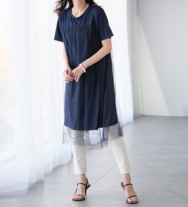 RANAN（ラナン）の「ひんやり！チュールレイヤードチュニックワンピース（チュニックワンピース）」｜詳細画像