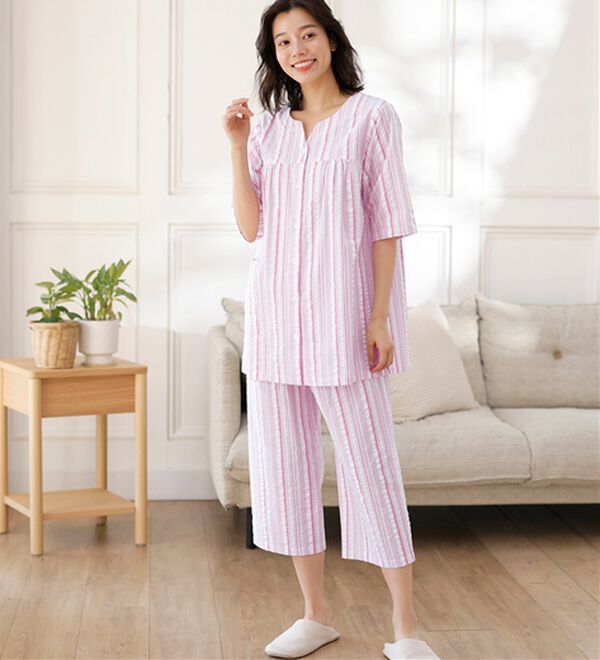 LAVIENNE（ラヴィエンヌ）の「綿１００％サッカーパジャマ（パジャマ・ルームウェア）」｜詳細画像