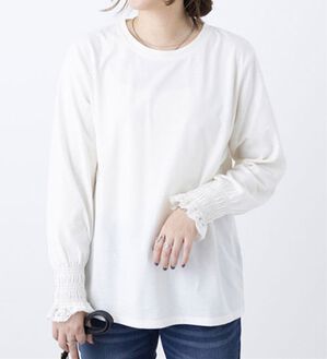 BELLUNA（ベルーナ）の「袖口レース使いプルオーバー（カットソー）」｜オフ白