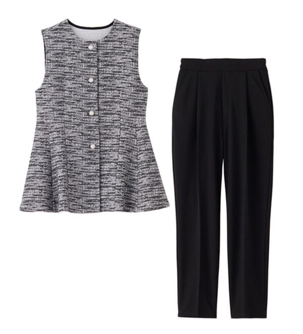 GeeRA（ジーラ）の「【２点セット】ニットツイードジレベストセットアップスーツ（パンツスーツ）」｜詳細画像