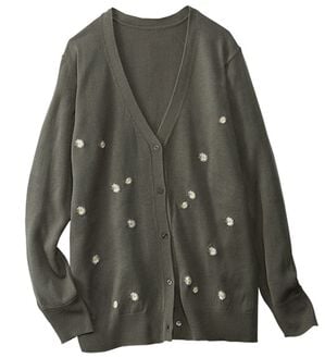 BELLUNA（ベルーナ）の「花柄刺しゅうニットカーディガン（ニットカーディガン）」｜チャコール