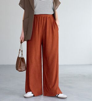 Viola e Viola（ヴィオラ エ ヴィオラ）の「【５つの機能付】丈切れる！楽ちんジャカードパンツ（ワイドパンツ・ガウチョ）」｜テラコッタ