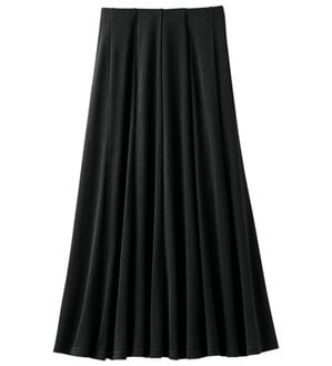 「すっきり見える１２枚はぎの涼やかスカート（ひざ丈スカート）」｜ブラック