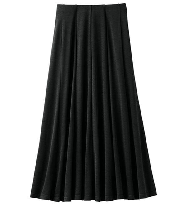 「すっきり見える１２枚はぎの涼やかスカート（ひざ丈スカート）」｜ブラック