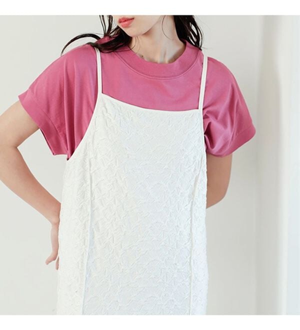 GeeRA（ジーラ）の「綿１００％フレンチスリーブチュニックＴシャツ（カットソー）」｜詳細画像