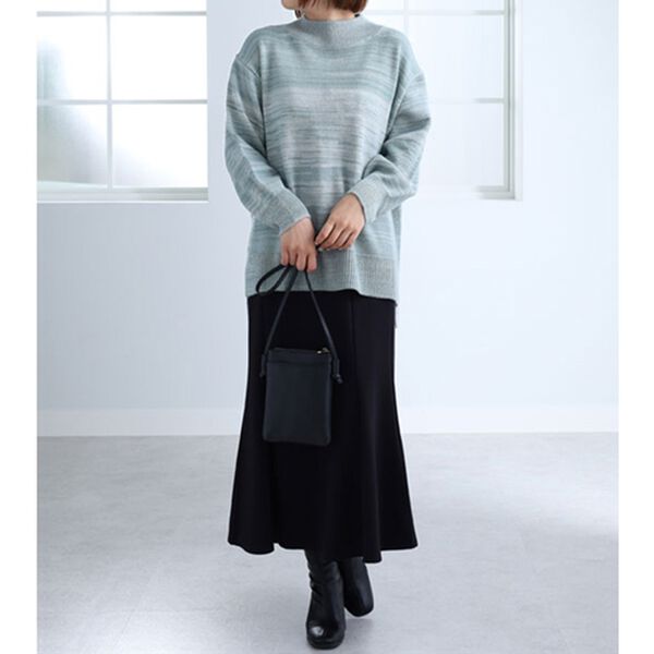 BELLUNA（ベルーナ）の「かすり調ハイネックニットチュニック（ニット・セーター）」｜詳細画像