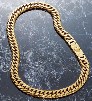 「極太多面カットＰＶダイヤ入り磁気アクセサリー　ネックレス（メンズネックレス）」｜詳細画像