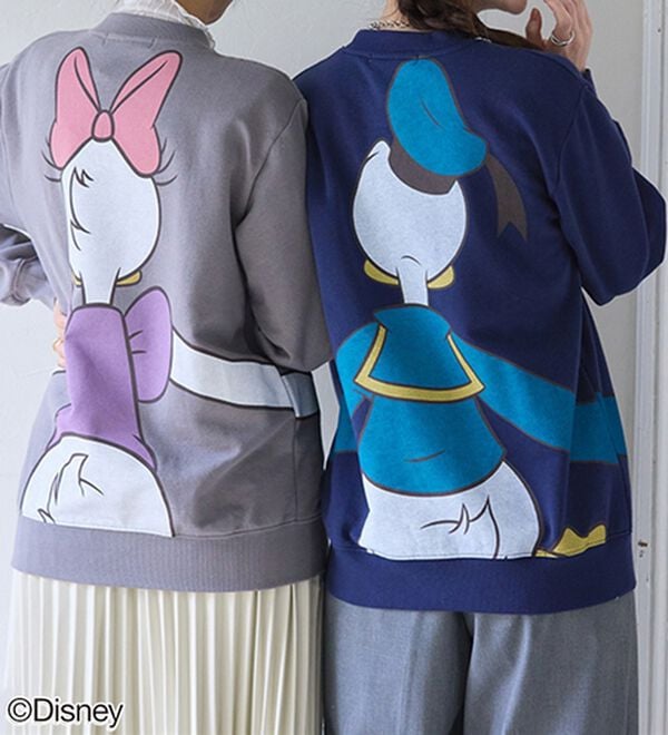 Disney＞【ドナルド＆デイジー】抱き着きプリント裏起毛