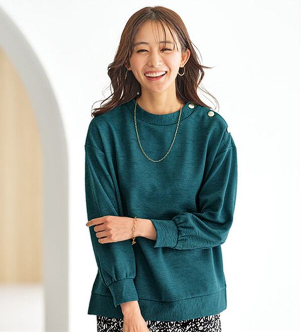 BELLUNA（ベルーナ）の「ジャカード素材肩ボタンプルオーバー（カットソー）」｜詳細画像