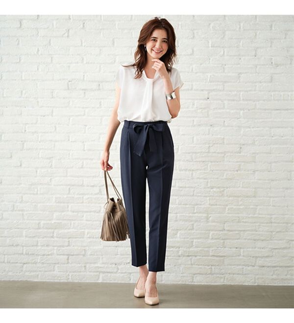 GeeRA（ジーラ）の「【ジャケット+2ボトム】洗えるストレッチ！ジャケット＆ブラウス＆パンツ＆スカートスーツセット（パンツスーツ）」｜詳細画像