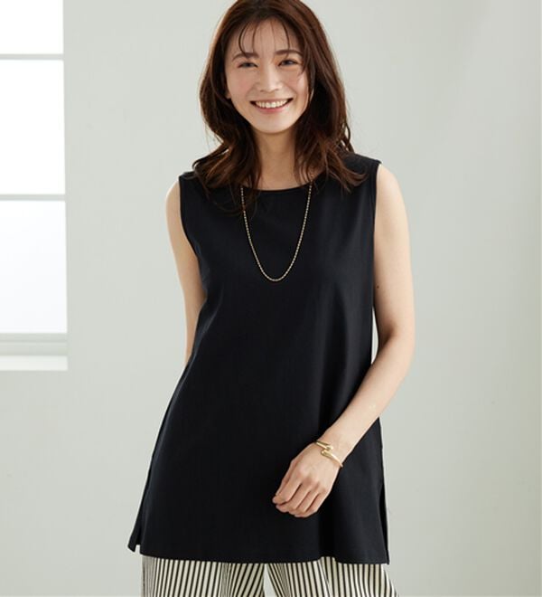 BELLUNA（ベルーナ）の「レイヤードに活躍！綿100％タンクトップ（タンクトップ・キャミソール）」｜黒