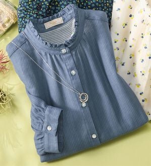 ルフラン（ルフラン）の「選べる！夏色ダブルガーゼブラウス（ブラウス）」｜デニム調