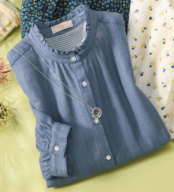 ルフラン（ルフラン）の「選べる！夏色ダブルガーゼブラウス（ブラウス）」｜デニム調