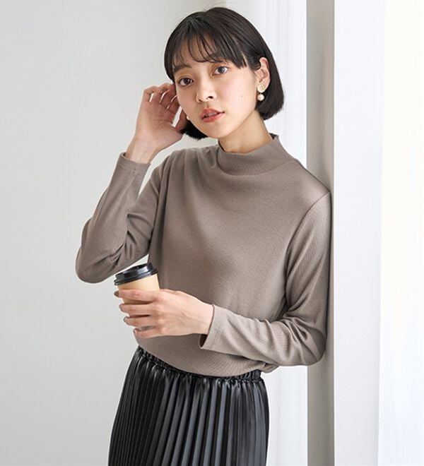 BELLUNA（ベルーナ）の「綿混リブハイネックプルオーバー（カットソー）」｜詳細画像