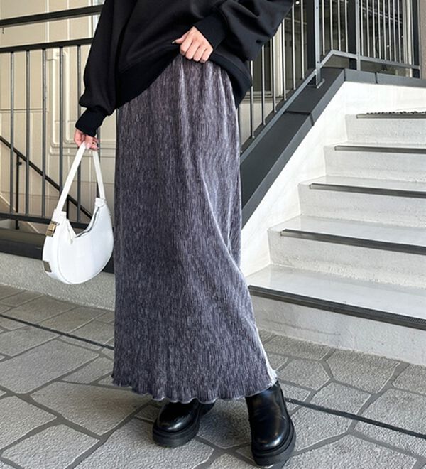 すっきり見え！ベロアプリーツロングスカート - ベルーナ【公式】